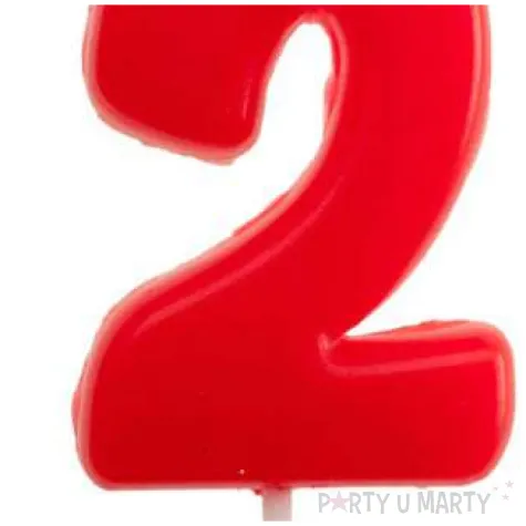 swieczka na tort cyfra 2 glober czerwona dekora 5 5 cm