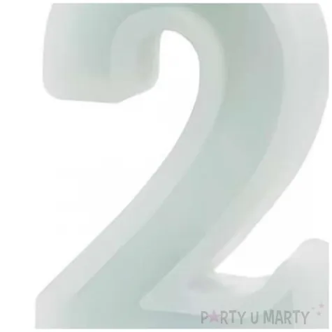 swieczka na tort cyfra 2 mietowy jasny partydeco 10 cm