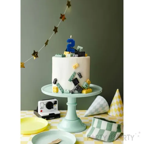 swieczka na tort cyfra 2 niebieski partydeco 6 cm