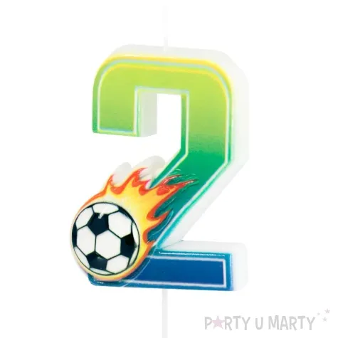 swieczka na tort cyfra 2 pilka nozna partypal 6 cm