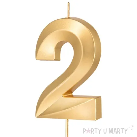 swieczka na tort cyfra 2 pryzmatyczna zloty partypal 6 5 cm