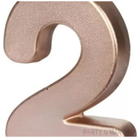 swieczka na tort cyfra 2 rose gold partydeco 9 cm