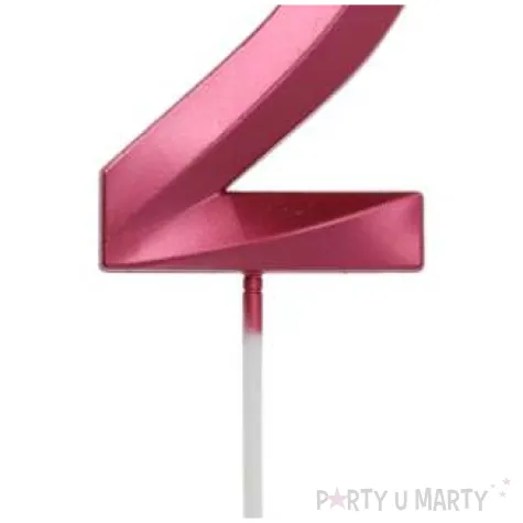 swieczka na tort cyfra 2 rozowa folat 7 cm