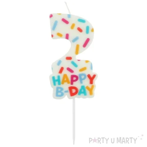 swieczka na tort cyfra 2 sprinkles folat 11 cm