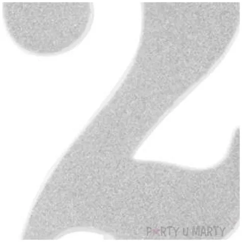 swieczka na tort cyfra 2 srebrna brokatowa givi 15 5 cm