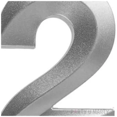 swieczka na tort cyfra 2 srebrna jix 12 cm