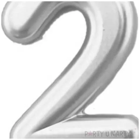swieczka na tort cyfra 2 srebrna tamipol 7 5 cm