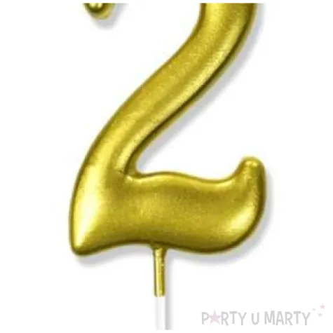 swieczka na tort cyfra 2 zlota dekoracjepolska 6 5 cm