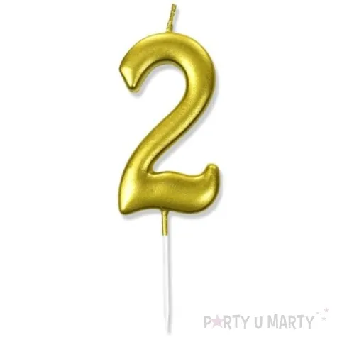swieczka na tort cyfra 2 zlota dekoracjepolska 6 5 cm