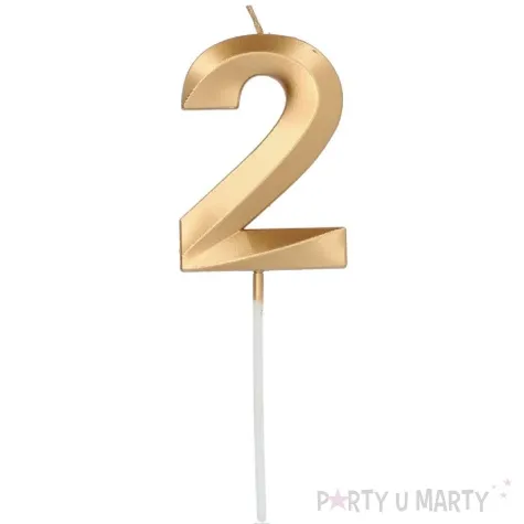 swieczka na tort cyfra 2 zlota folat 14 5 cm
