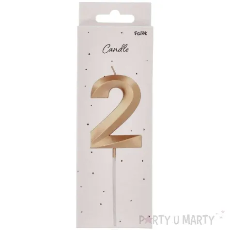 swieczka na tort cyfra 2 zlota folat 14 5 cm