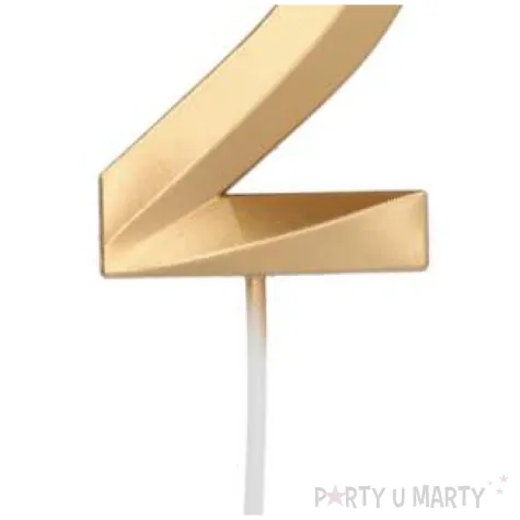 swieczka na tort cyfra 2 zlota folat 7 cm