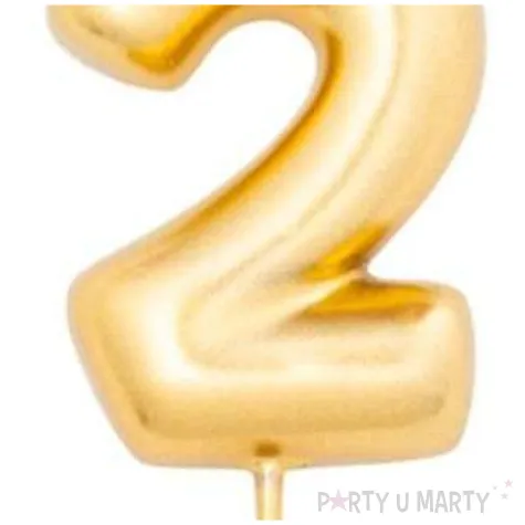 swieczka na tort cyfra 2 zloty metalik givi 8 cm