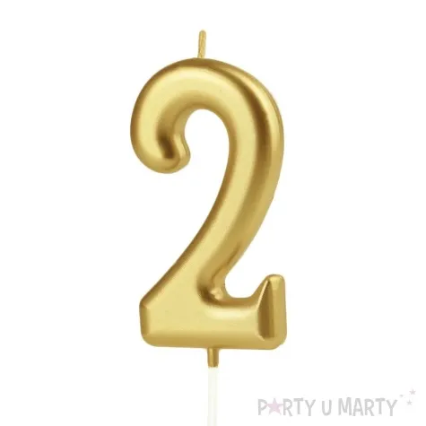swieczka na tort cyfra 2 zloty partypal 10 cm