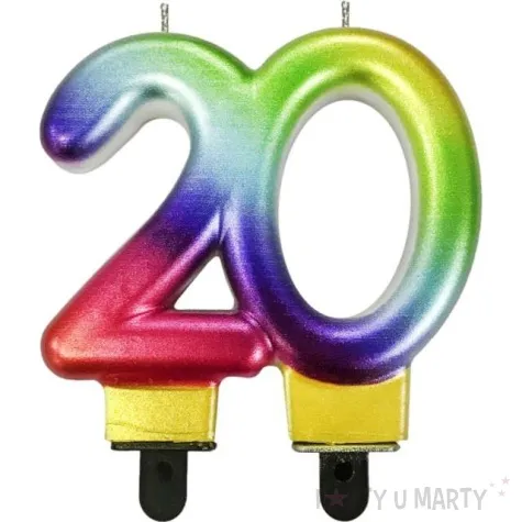 swieczka na tort cyfra 20 beauty and charm galaxy teczowa godan 7 5 cm