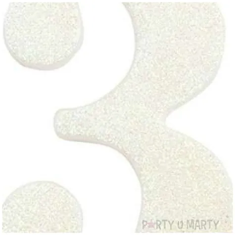 swieczka na tort cyfra 3 biala brokatowa givi 9 5 cm