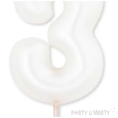 swieczka na tort cyfra 3 bialy perlowy givi 8 cm