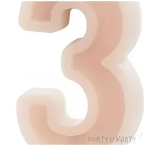 swieczka na tort cyfra 3 brudny roz partydeco 10 cm