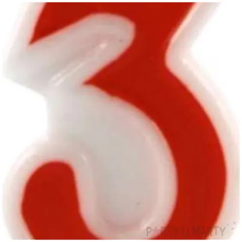 swieczka na tort cyfra 3 czerwona tamipol 7 5 cm