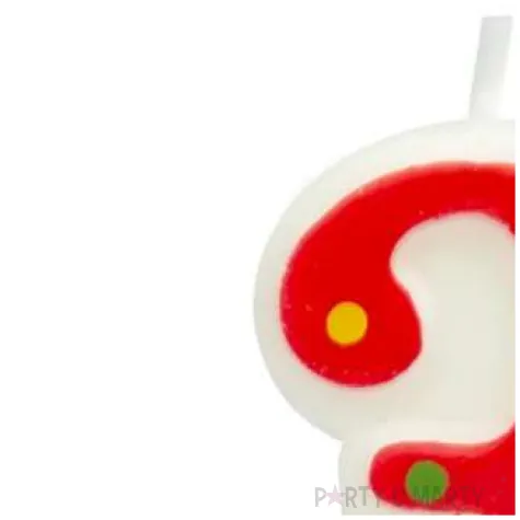 swieczka na tort cyfra 3 gwiazdki czerwona partypal 8 cm