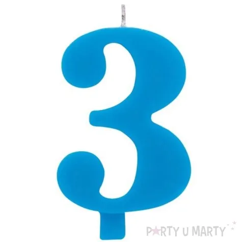 swieczka na tort cyfra 3 iskrzaca niebieska givi 9 5 cm