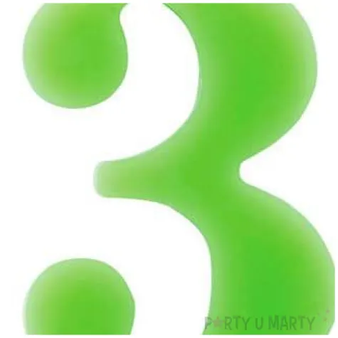 swieczka na tort cyfra 3 iskrzaca zielona givi 9 5 cm