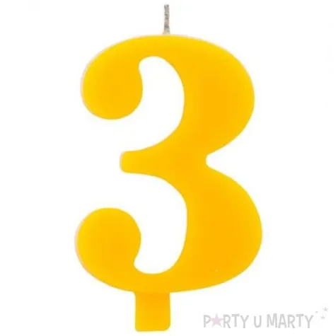 swieczka na tort cyfra 3 iskrzaca zolta givi 9 5 cm