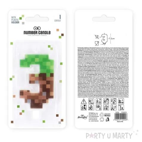 swieczka na tort cyfra 3 piksele partypal 15 cm