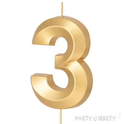 swieczka na tort cyfra 3 pryzmatyczna zloty partypal 6 5 cm