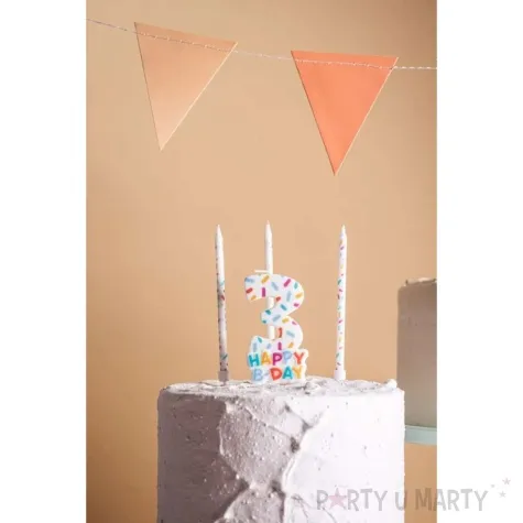 swieczka na tort cyfra 3 sprinkles folat 11 cm