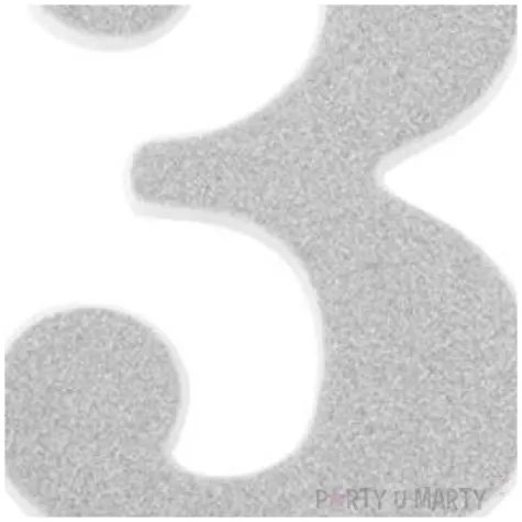 swieczka na tort cyfra 3 srebrna brokatowa givi 15 5 cm