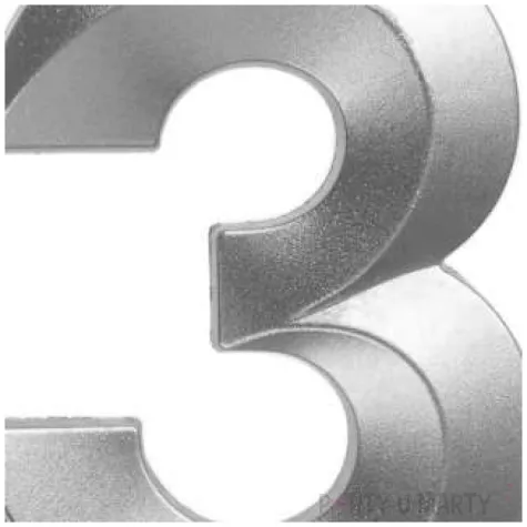 swieczka na tort cyfra 3 srebrna jix 12 cm