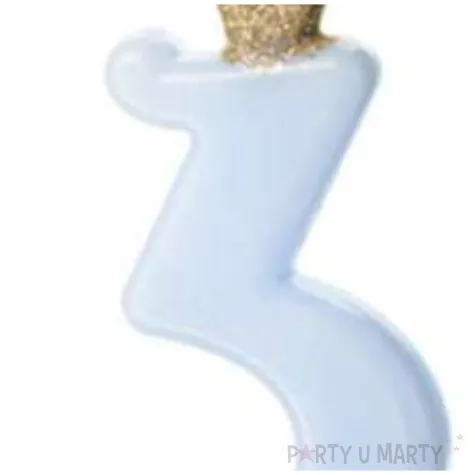 swieczka na tort cyfra 3 w koronie blekitna partydeco 9 5 cm