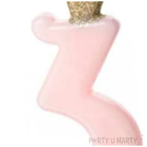 swieczka na tort cyfra 3 w koronie rozowa jasna partydeco 9 5 cm