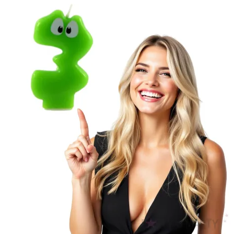 swieczka na tort cyfra 3 z oczami zielona tamipol 7 5 cm