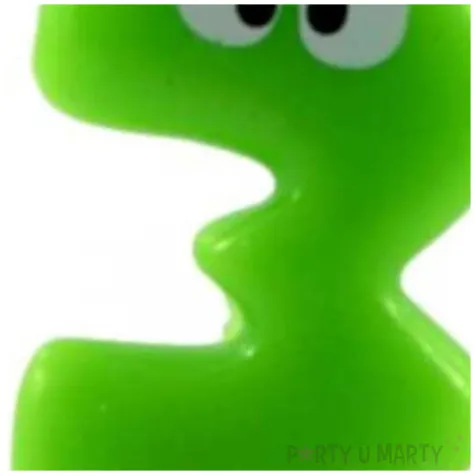 swieczka na tort cyfra 3 z oczami zielona tamipol 7 5 cm