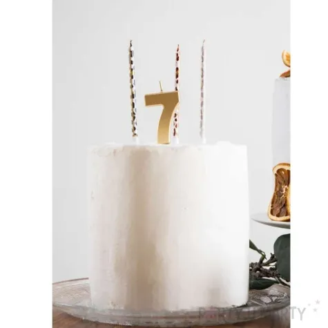 swieczka na tort cyfra 3 zloty folat 8 cm