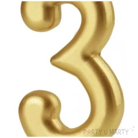 swieczka na tort cyfra 3 zloty partypal 10 cm