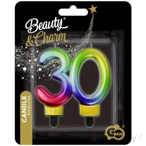 swieczka na tort cyfra 30 beauty and charm galaxy teczowa godan 7 5 cm