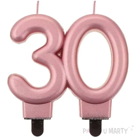 swieczka na tort cyfra 30 beauty and charm rozowo zlota godan 8 cm