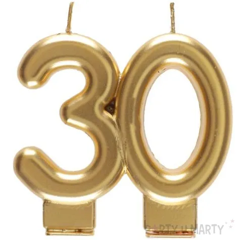 swieczka na tort cyfra 30 zlota santex 9 cm