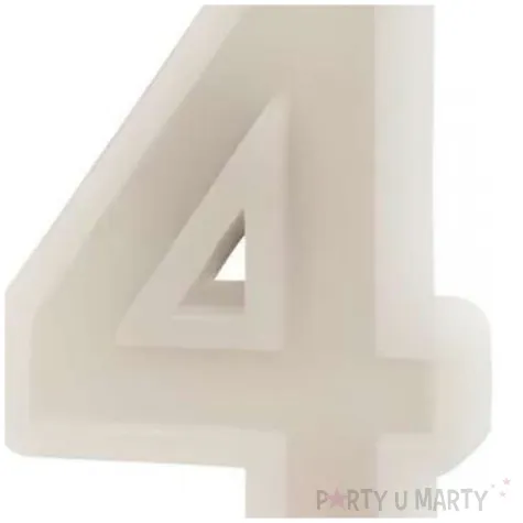 swieczka na tort cyfra 4 bezowy partydeco 10 cm