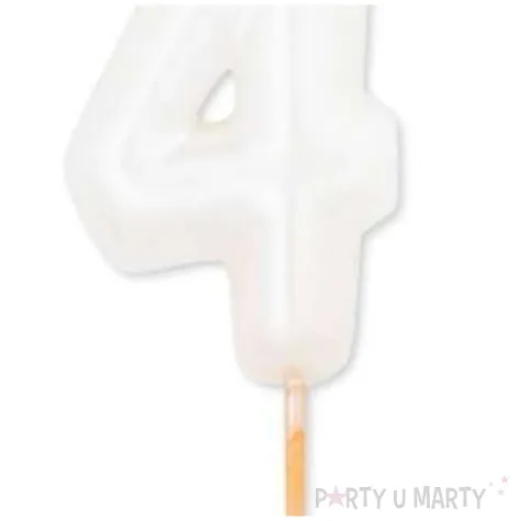 swieczka na tort cyfra 4 bialy perlowy givi 8 cm