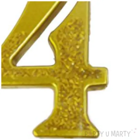 swieczka na tort cyfra 4 brokatowa zlota jix 12 cm