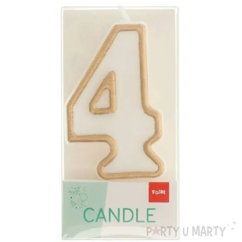 swieczka na tort cyfra 4 chique gold folat 9 cm