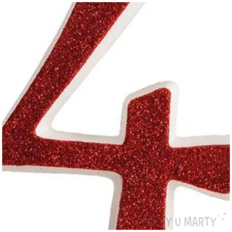 swieczka na tort cyfra 4 czerwona brokatowa dekora