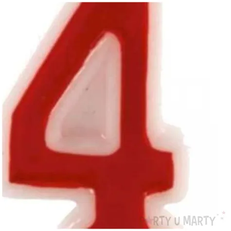 swieczka na tort cyfra 4 czerwona tamipol 7 5 cm