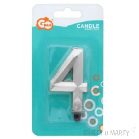 swieczka na tort cyfra 4 diament srebrna godan 7 6 cm