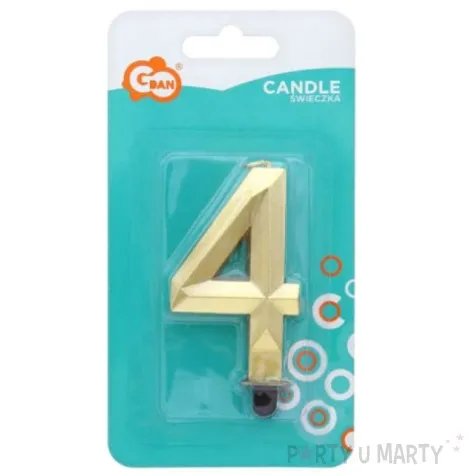 swieczka na tort cyfra 4 diament zlota godan 7 6 cm