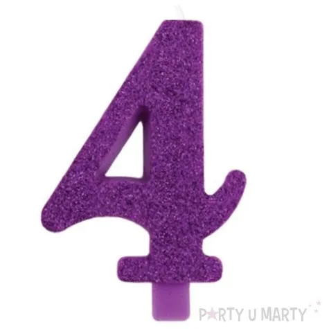 swieczka na tort cyfra 4 fioletowa brokatowa givi 9 5 cm